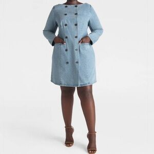 KBB by KAHLANA Women's 'The Tuxedo Mini Dress' - Vintage Wash sz 20 NWT